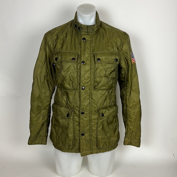 Ralph Lauren Denim Supply  Jacket Quilted Bomber Military Utility USA Flag SZ S